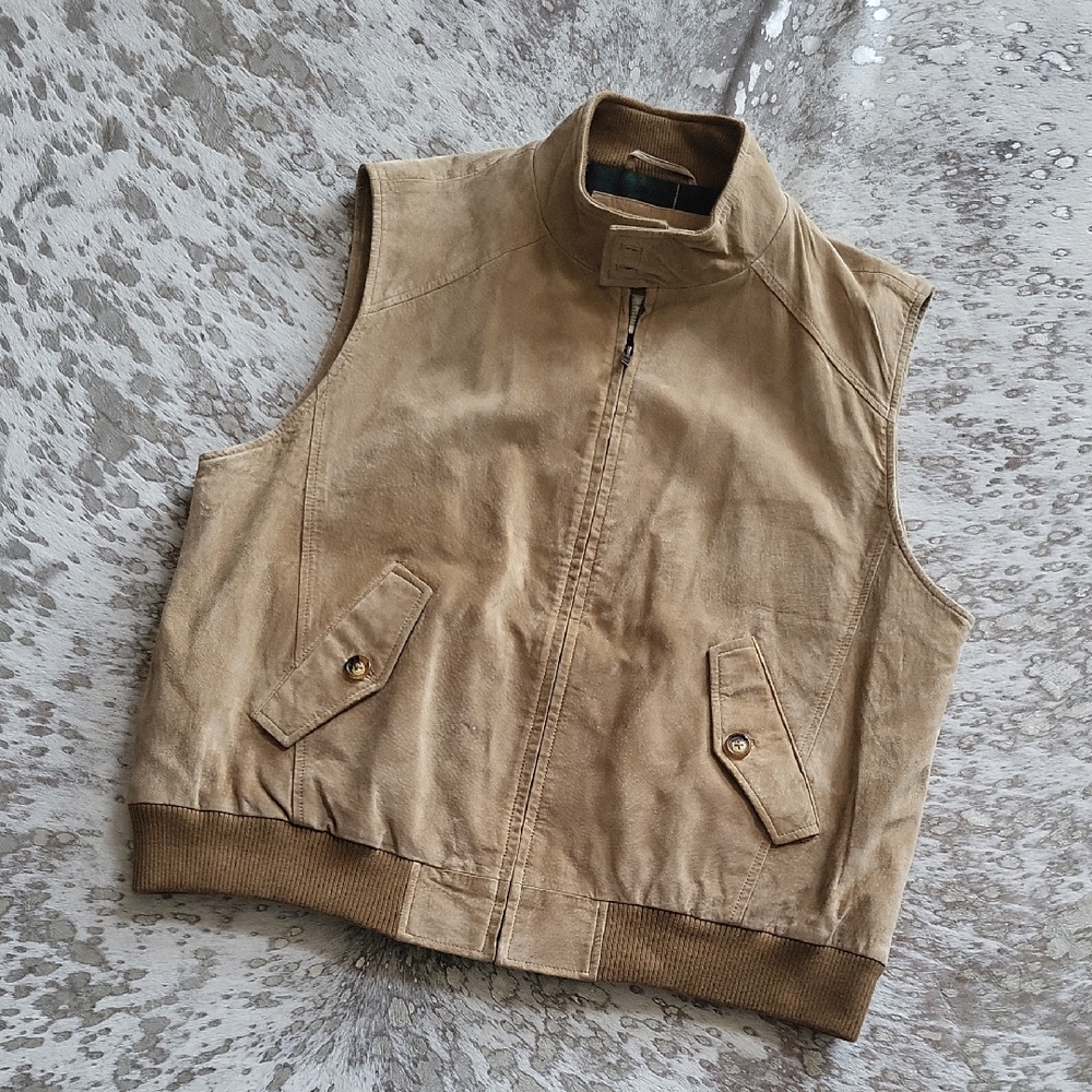 Orvis Leather Full Zip Vest SzXL